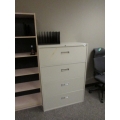 Beige 4 Drawer Lateral File Cabinet, Locking